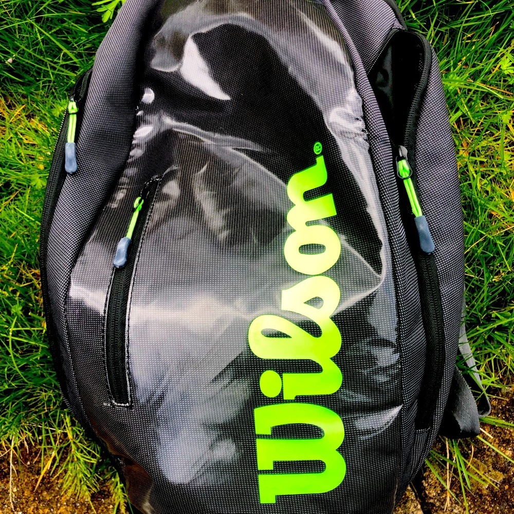 Wilson Super Tour Black/Green Tennis Racquet Backpack Bag